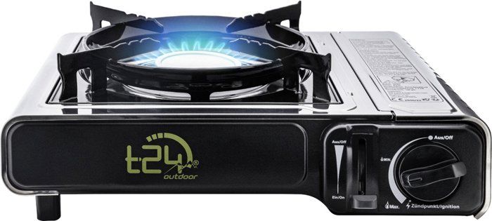 T24 Premium - Plaque de cuisson portable en acier inoxydable pour camping