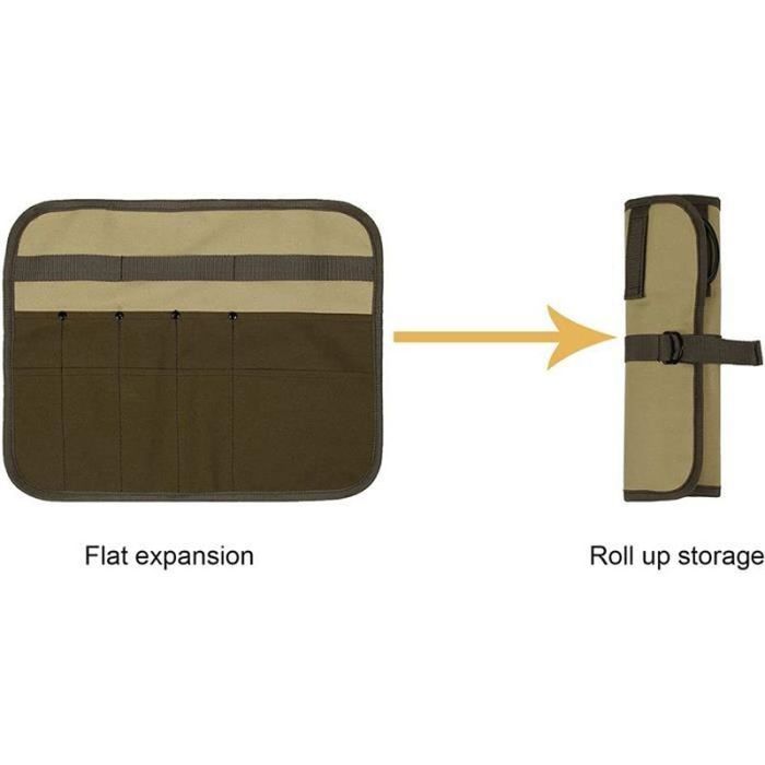 Sac De Rangement Vaisselle Camping – Toile Khaki à Roulettes & Suspendu, Neuf