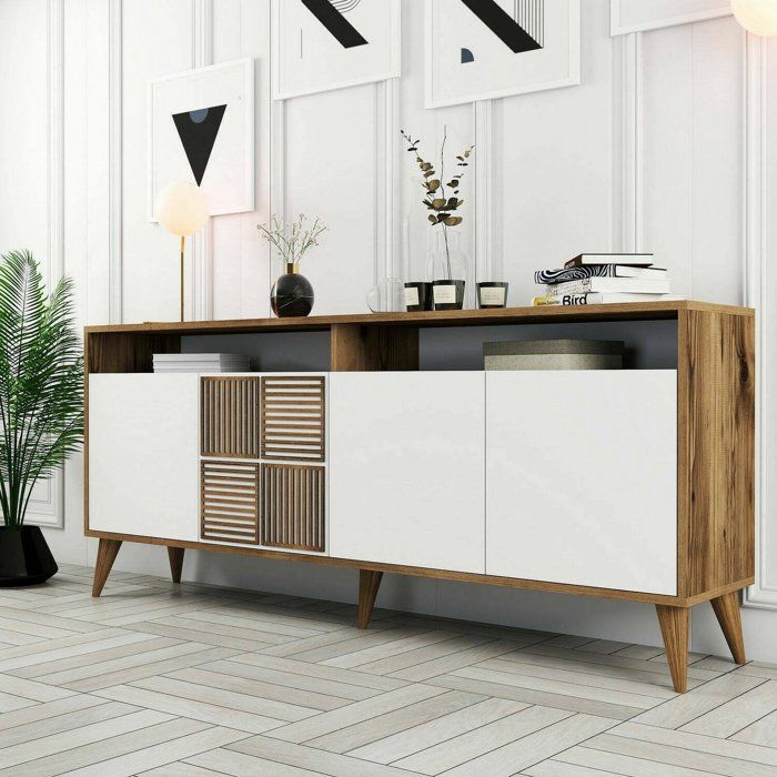 Dmora - Console Jole 180 x 35 x h 78 6 cm noyer blanc Panneau effet bois et Polypropylène Dmora - Console Jole 180 x 35 x h 78 6 cm noyer blanc Panneau effet bois et Polypropylène