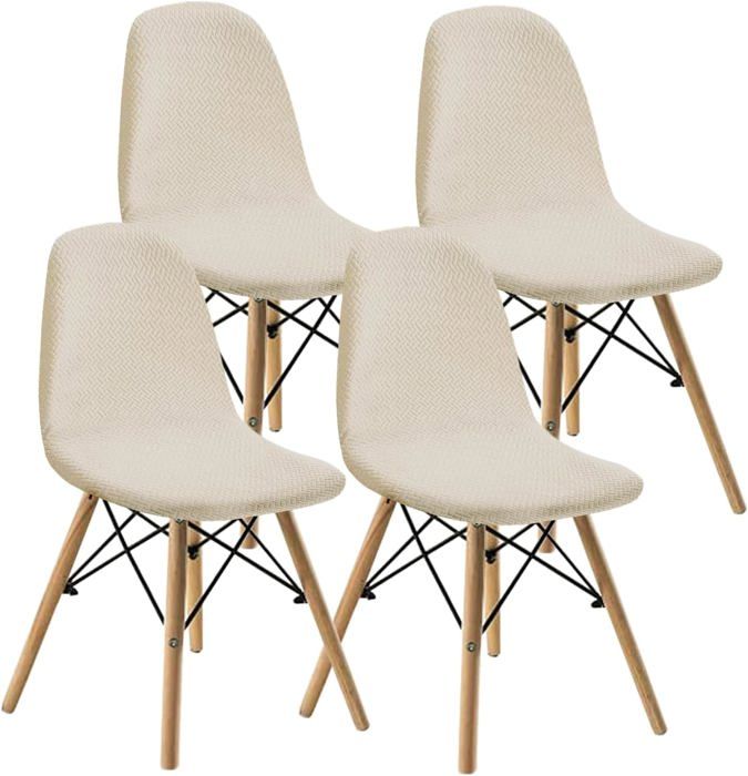 Housses de chaises de Salle à Manger Modernes médiévales paillesHousses de chaises latérales caractéristiques de Salle(Beige4PCS)