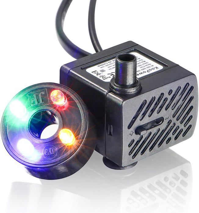 Meilleurs prix pour Mini pompe à eau avec LED, 180 L/h, 3,5 W, petit aquarium, jardin, puits, étang de jardin, pompe de fontaine à eau