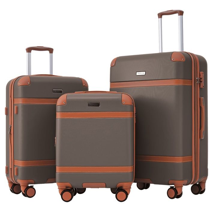 Ensemble De Valises Noires 20/24/28 Pouces – Coque Rigide Abs, Bagages Cabine Et Soute, 4 Roues Pivotantes à Prix