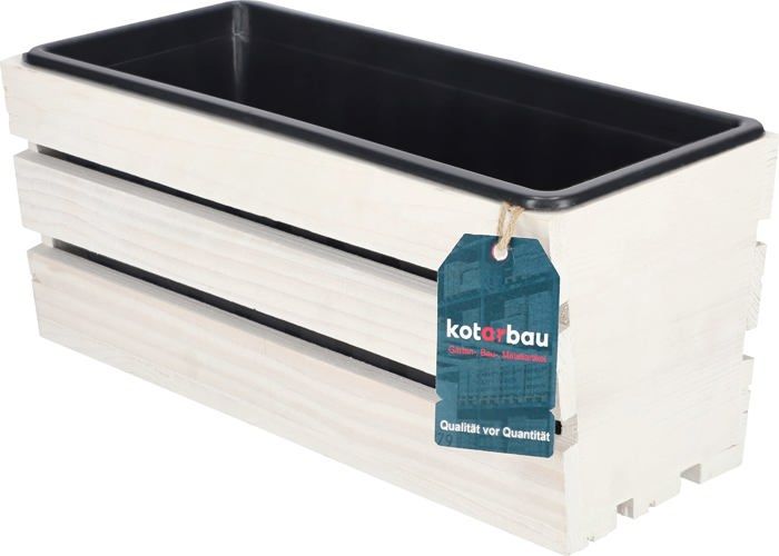 KOTARBAU Jardinière en Bois brûlée avec Insert en Plastique 40 x 18 x 15 cm - Jardin