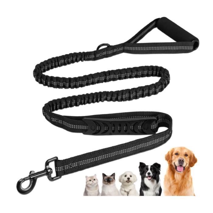 Meilleurs prix pour Laisse lastique - Chien - Anti Traction - 14 2 m - Double poigne rembourre - Noir Noir Noir LAISSE