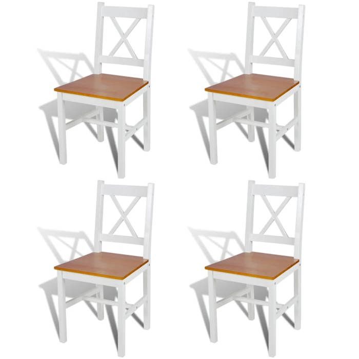 (Blanc)Lot de 4 Chaises de Cuisine - SIGNOR - Jusquà 120 kg blanc bois de pin - dintérieur 812386