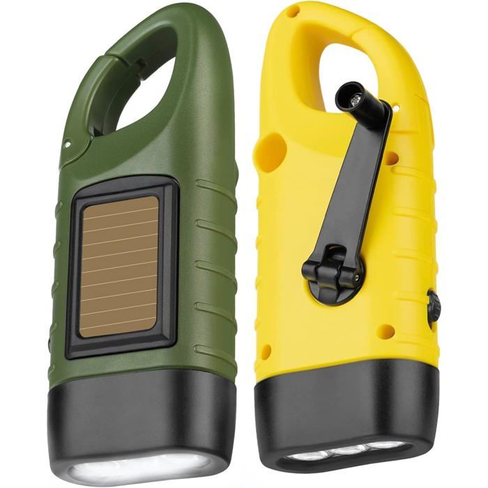 Lampe de poche LED à manivelle - NOBRAND - Modèle non spécifié - Étanche - Dynamo rechargeable - Lot de 2