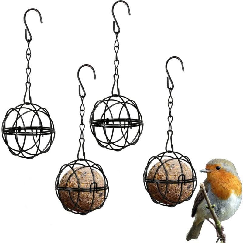 Comparer les prix de Mangeoire pour oiseaux - Métal - Diamètre 7cm - 4 mangeoires - Crochet en S