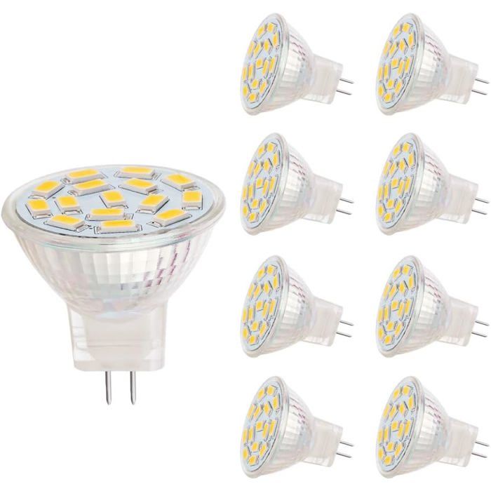 Lampes LED MR11 douille GU4.0 3 W correspondant à des lampes halogènes 20-30 W 12 V AC/DC 350LM projecteur 120 °-3000K 8 pcs Lampes LED MR11 douille GU4.0 3 W correspondant à des lampes halogènes 20-30 W 12 V AC/DC 350LM projecteur 120 °-3000K 8 pcs