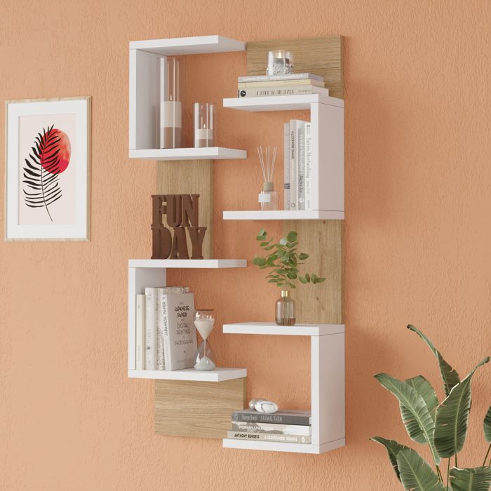 Lot de 2 étagères murales Omn 93 x 24 x 15 cm blanc / effet bois