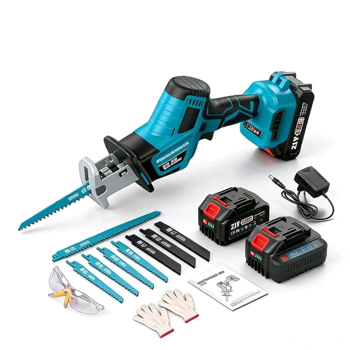 Scie sabre sans fil 3600W 12000spm - 2 batteries 20 Ah - 8 lames de scie - tronçonneuse - Scie Alternative pour Couper Bois Métal