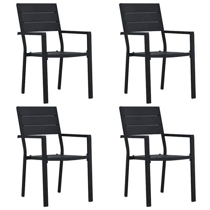 Noir Chaises de jardin lot de 4 Noir PEHD Aspect de bois - SIEGE de jardin H17937
