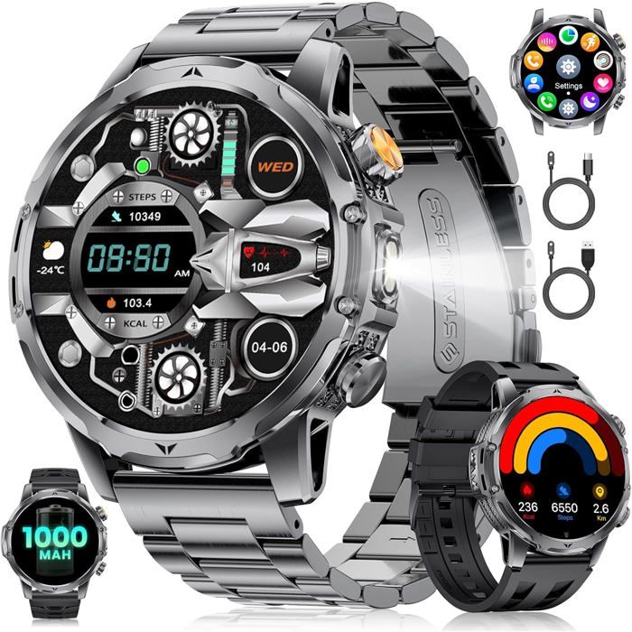 Montre connectée homme EF23-A 1000mAh 153 HD militaire 120+ modes sportifs