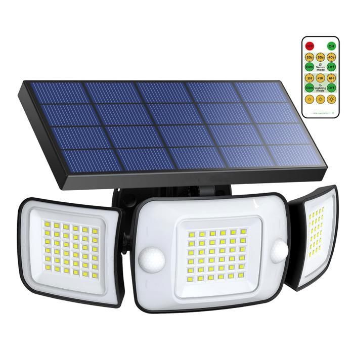 Lampe Solaire Exterieur avec Detecteur de Mouvement 6000mAh 1200LM Eclairage Solaire 4 Modes & Télécommande IP65 Etanche Projecteur Lampe Solaire Exterieur avec Detecteur de Mouvement 6000mAh 1200LM Eclairage Solaire 4 Modes & Télécommande IP65 Etanche Projecteur