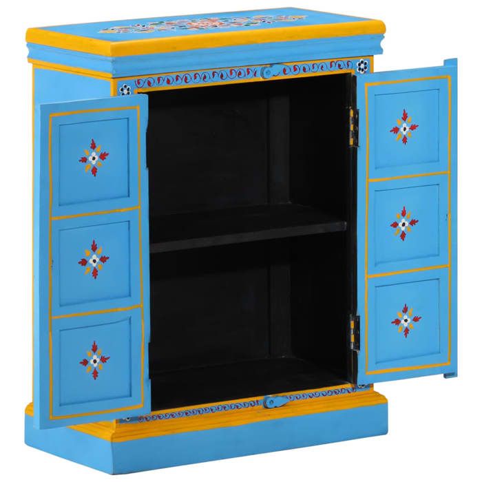 (4692)Commode - contemporain - Buffet rangement - Bois massif de manguier Peinture manuelle turquoise poid:18.32 kg