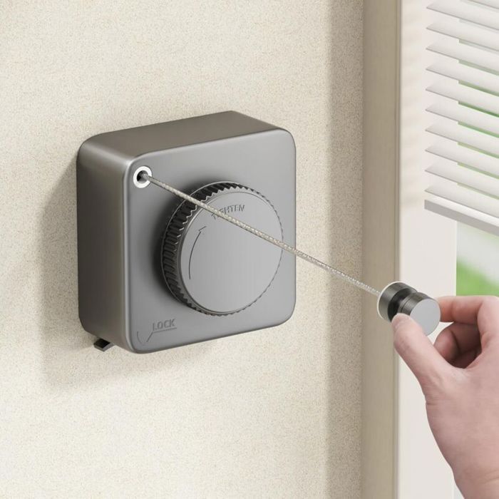 Corde à linge rétractable – Inox 4.2m 18kg anti-affaissement – pour salle de bain balcon – Gris