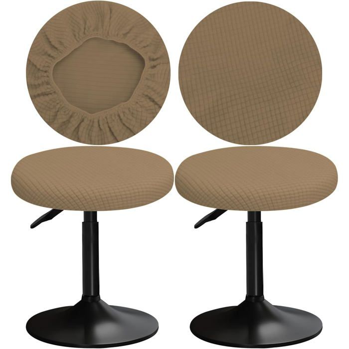 Housse Tabouret Rond 30-40cm Housse Tabouret Bar Rond Lavable Doux Et élastique Facile à Installer Infroissable (2 Kaki)