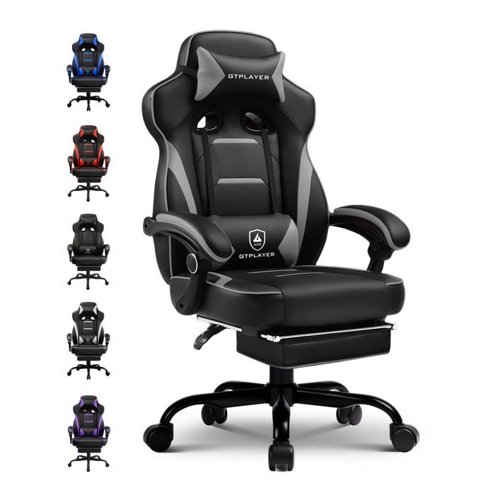 Chaise Gaming Ergonomique Repose Pieds Support Lombaire Appui Tête Réglables 180kg Inclinaison 155° - vue 2