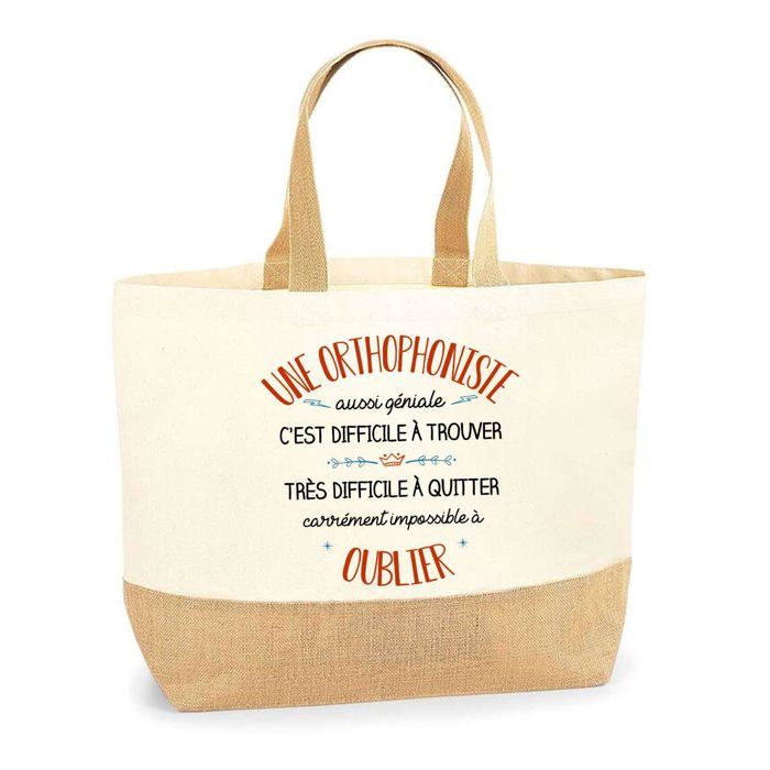 Sac cabas - PLANETEE - Une Orthophoniste aussi géniale oublier - Jute - Beige - Imprimé en France