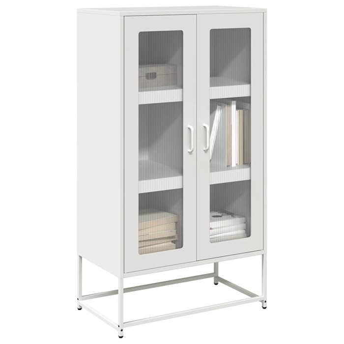 Buffet haut de rangement - vidaXL - acier - blanc - 2 portes - 6 compartiments - avec poignées - armoire de cuisine - 68 x 39 x 123