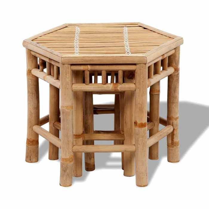 Tabourets de jardin Résistants UV(3 pièces) - Fauteuils de jardin - bambou(110 kg par siège) qmu49d