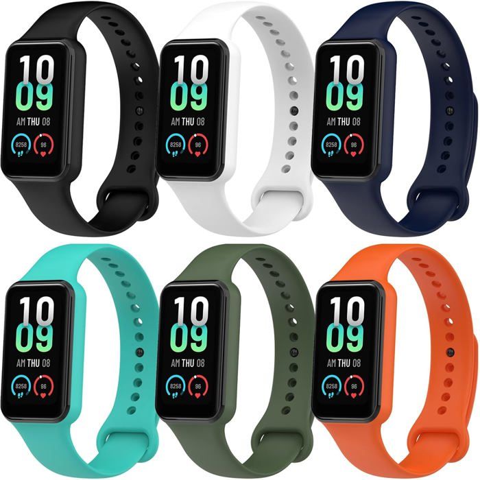 6 Pièces Bracelets Silicone Compatible Amazfit Band 7 Bracelet De Remplacement Sport Réglable
