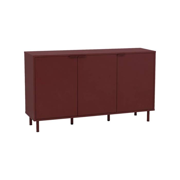 Buffet décor bois et métal 3 portes 120cm bordeaux - Ellie