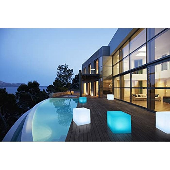 Cube lumineux solaire - BONETTI - 30x30 cm - IP67 étanche - 8 couleurs RVB - Autonomie 8 h