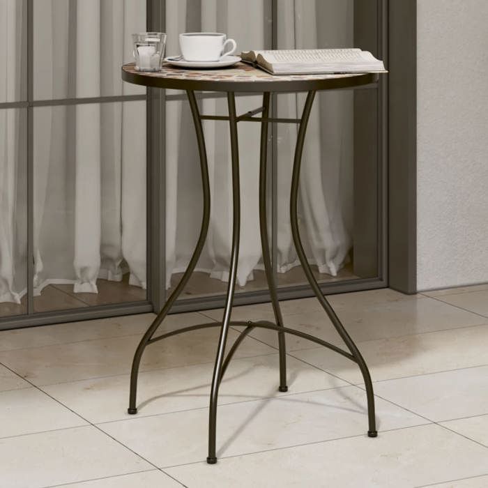 Meuble jardin - Table de bistro mosaïque terre cuite blanc Ø50x70 cm céramique &985 Meuble jardin - Table de bistro mosaïque terre cuite blanc Ø50x70 cm céramique &985