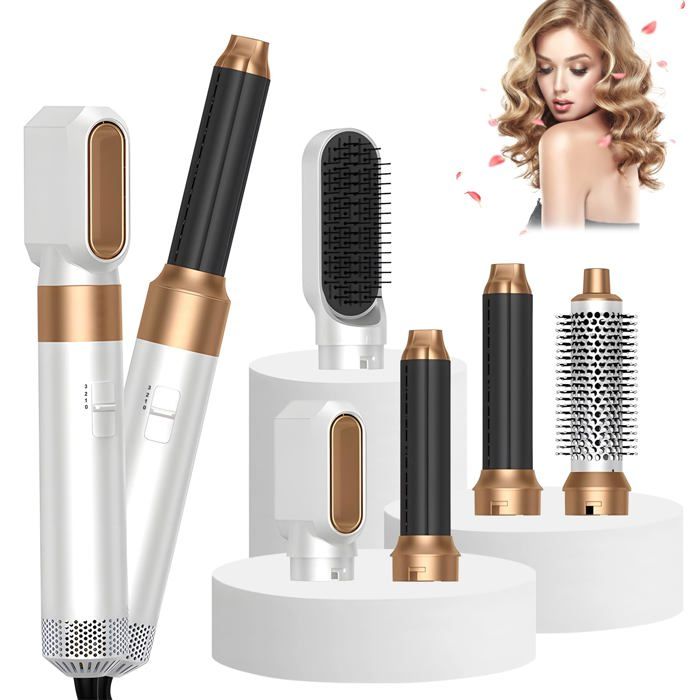 Brosse Soufflante Sèche-Cheveux Ionique 1000W Brosse Chauffante Lissante Fer Boucler 3 Températures XSHWYAN