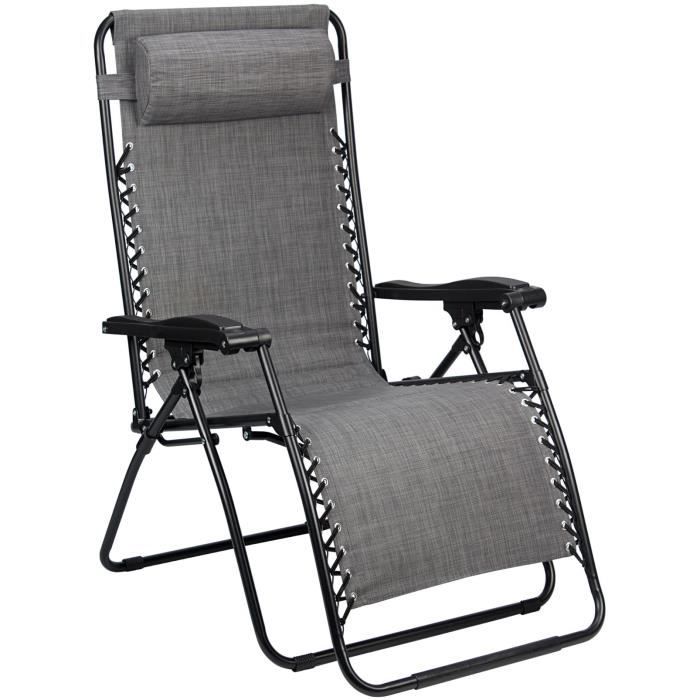 Abbey Camp chaise de camping Chaise Longue IV90 x 65 x 112 cm gris