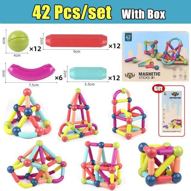 Jeu de Blocs de Construction Magnétiques - Blocs Magnétiques Éducatifs Jeu de Blocs de Construction Magnétiques - Blocs Magnétiques Éducatifs