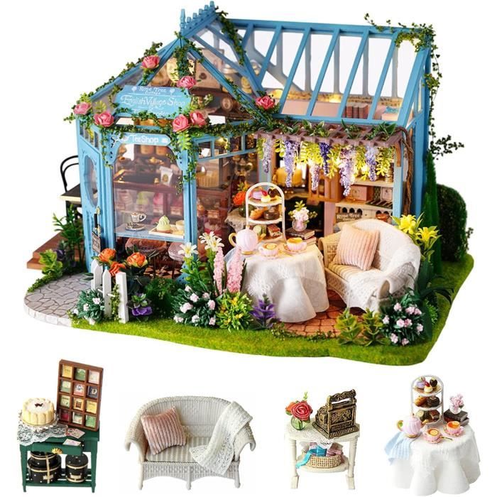 Kit de Maison de Poupées Miniatures en Bois vec Meubles et Outils, DIY Maison  Miniature a Construire,Maison Fleurie Étoilée - Cdiscount Jeux - Jouets