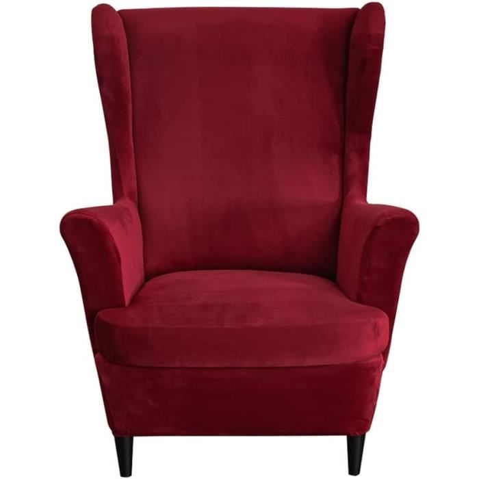 Housses de Chaise à Oreilles Housse Fauteuil à Oreilles 2 pièces Housse de Protection Fauteuil à Oreilles Velours Extensible style9