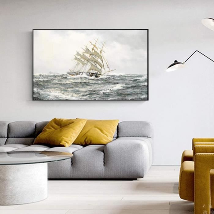 Tableau Mural Toile 120x80 Cm - Plongée Femme Et Vagues - Déco Murale Moderne - Neuf