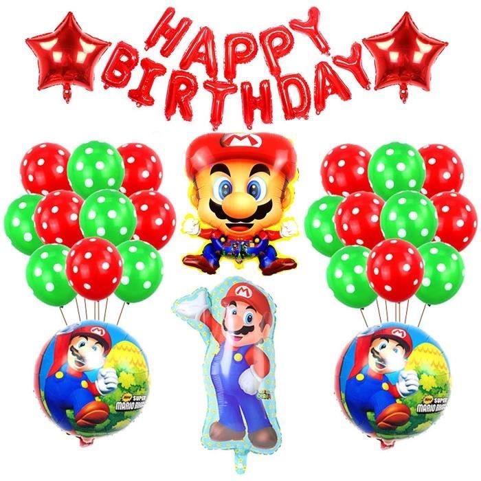 Decoration Anniversaire Mario Ballons Banniere De Joyeux Anniversaire Mario Bros Feuille Ballons Pour Enfants Decor De Fete 1234 Cdiscount Maison