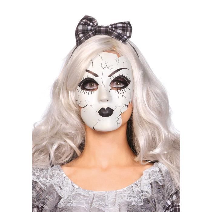 Craquelé poupée de porcelaine Masque Avec Cheveux Halloween Accessoires Costume Robe Fantaisie 