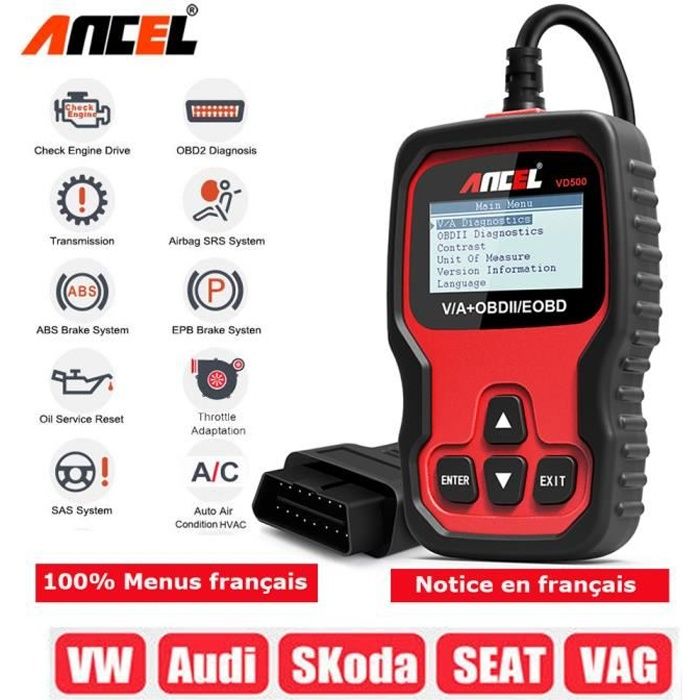 Ancel VD500 Outil de Diagnostic Scanner OBD2 pour VAG Système Complet