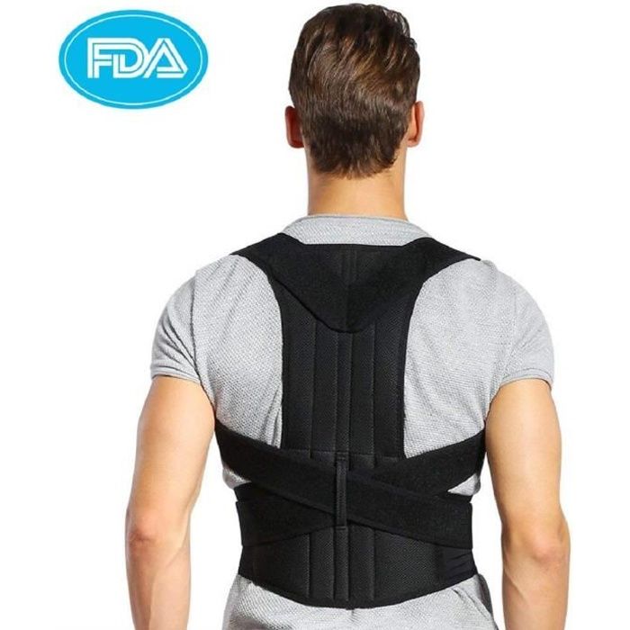 Correcteur de posture DUO Réglable Respirant Noir Mixte