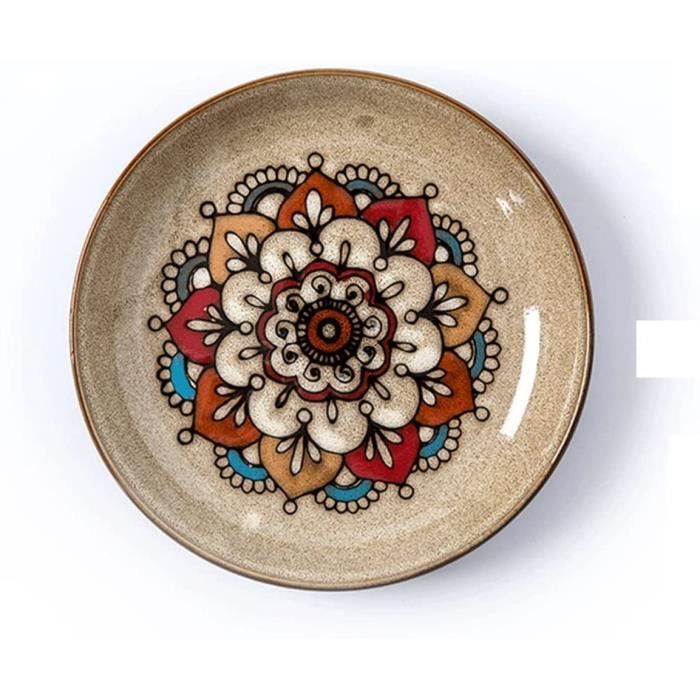 Assiette à dîner Porcelaine à motif Pensée multicolore et or 24 carats
