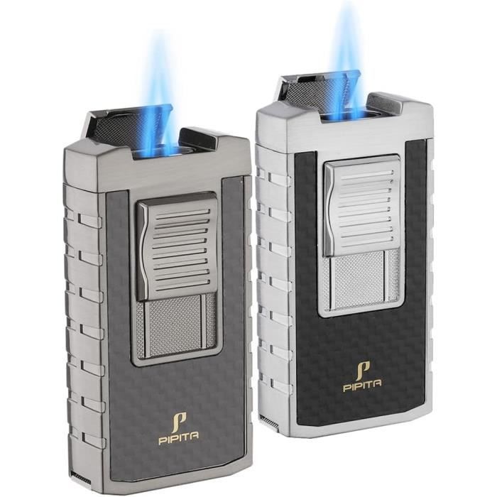 Lot De 2 Briquets Coupe-vent Caoutchoutés à Jet De Flamme