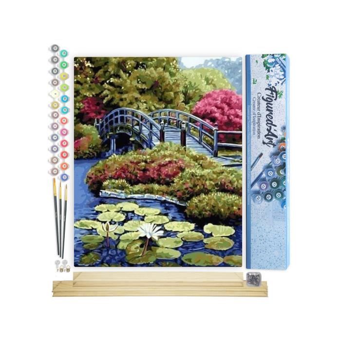Figured'Art Mini Peinture Par Numéro 20x20cm – La Belle Endormie Aux Camélias – Kit Complet Avec Cadre