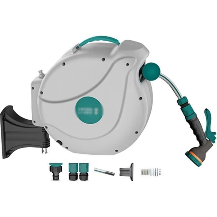 Enrouleur Tuyau Jardin Télescopique 10m - 7 Buses - Portable - Vert - Pour Arrosage Et Lavage Voiture