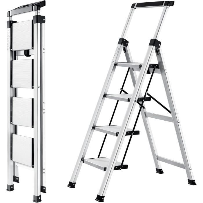 Escabeau 4 Marches BM TOOLS BMT-ESC4-ALU Aluminium - Hauteur Travail 79cm - Pliant Et Léger