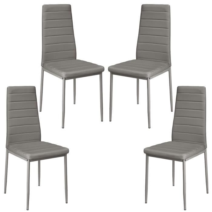 Lot De 4 Chaise Gris Chaises De Salle A Manger Contemporain L 48 X L 42 X H 97 Cm Cdiscount Maison