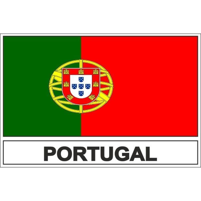 Autocollant Drapeau Portugal - Sticker Vinyle Pour Voiture, Moto - Dimensions 100x50 Mm - Résistant Aux Intempéries 2 Ans - 7