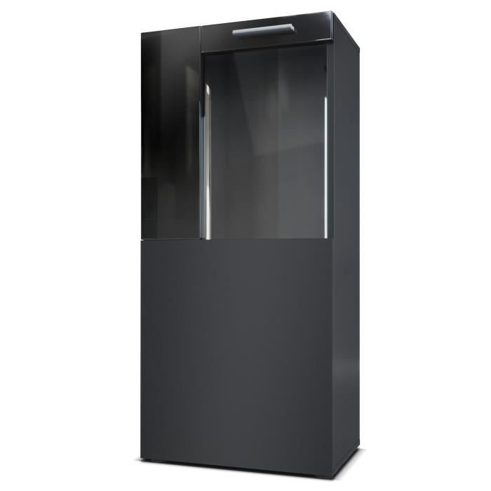 Vladon Vitrine de cinéma, Blanc Mat/Gris Haute Brillance - Vitrine
