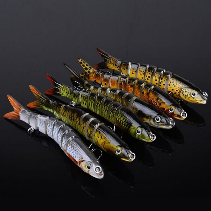Gros Leurre Articulé 14 Cm – Poisson Nageur Coulant, Pour Brochet, Multicolore, Neuf