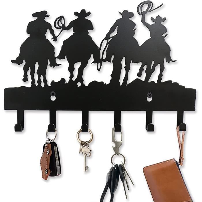 Porte-clés Mural Design Montagne - Crochet Fer Noir 27x12.5 Cm - Pour Clés, écouteurs, Décoration Murale