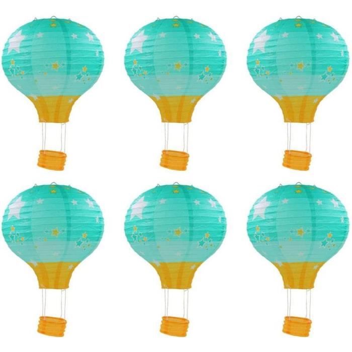 9Pcs Lanterne Ronde En Papier Ajourée Fête Mariage Lampion Décoration 40cm Orange + Rose + Bleu