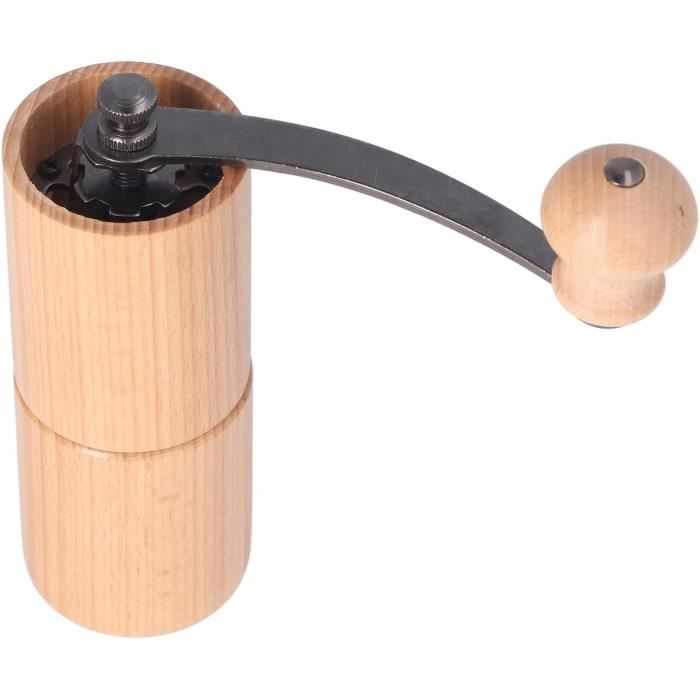 Moulin à Café Manuel Vintage En Bois – Meule Céramique Réglable, Manivelle Silencieuse, Design Rétro